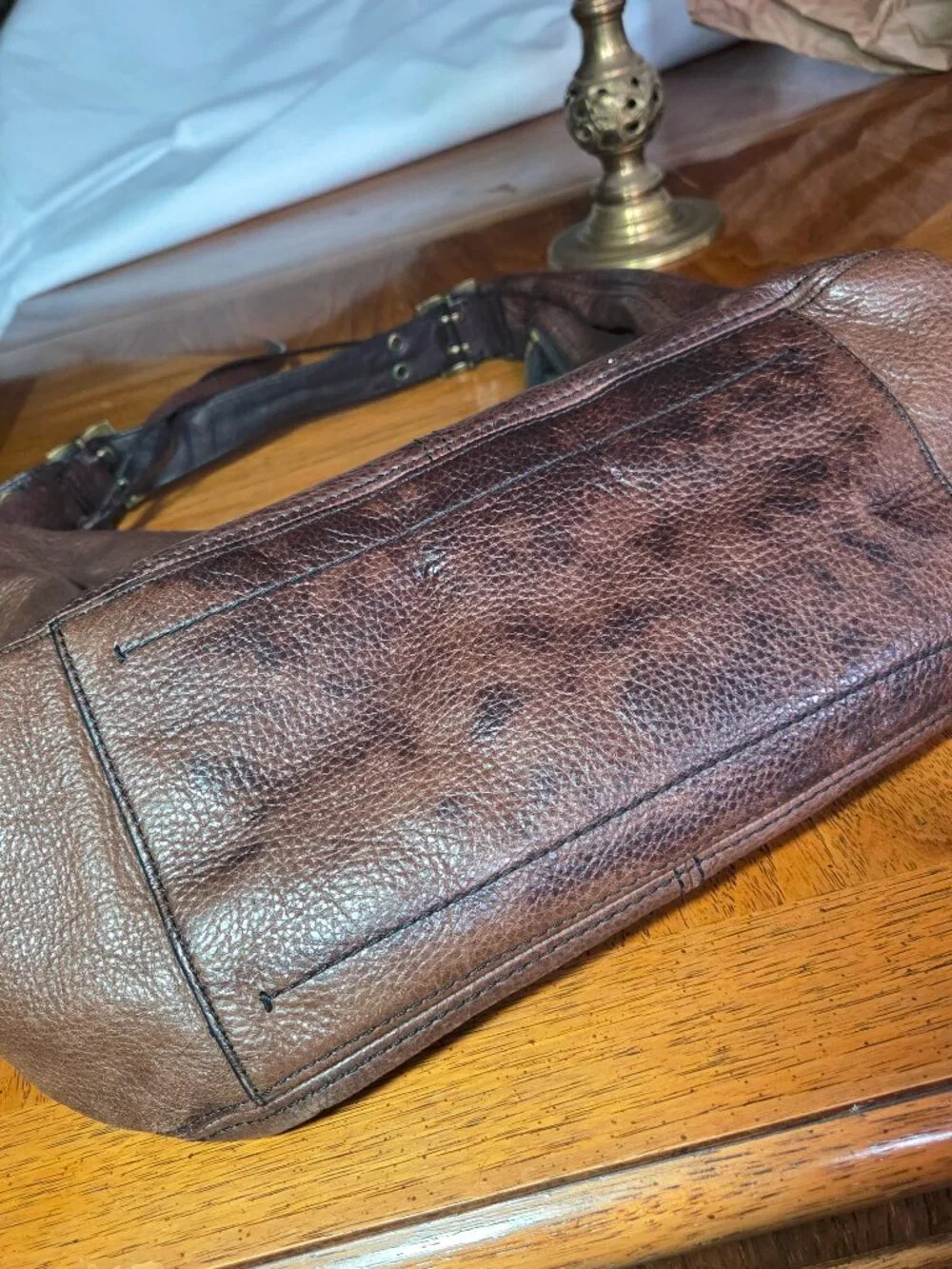 Vintage Banana Republic Hobo Bag Dark Brown Leather With Brass Hardware